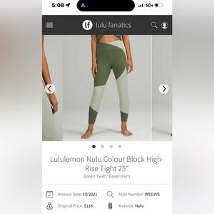 Women’s Lululemon Nulu Color block high rise Leggings